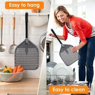 12 Inches Perforated Pizza Peel  Aluminum Pizza Paddle Nonstick Turning Peel with Anti-Scald Handle 
