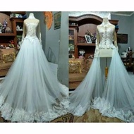 kebaya pengantin putih akad ekor wedding dress muslimah