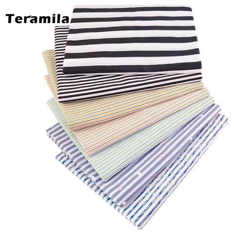 Black and White Twill Cotton Cloth Striped Fabric for Children's Bed, Decoration Fabric Canvas Per M