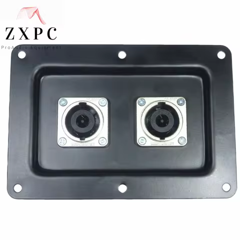 One Black Metal Speaker Jack Plate -2 Genuine Neutrik SpeakOn NL8MPRXX Connector