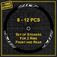 ZIPP Outline (8 or 12 pcs) 700c 30mm Wheel Rim Sticker Decal Vinyl for Road Bike and Fixie