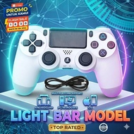 White PS4 DS4 Stick with Light Bar and Charger Cable