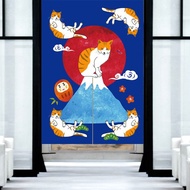 貓 富士山 門簾