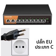 KeepLiNK สวิตช์ Gigabit Ethernet 10 พอร์ตพร้อม 8-PoE และ 2-RJ45 Uplink Plug and Play ที่ไม่มีการจัดก