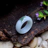 Genuine Burmese Jade Ring Natural Color White With Green Size 62 mm.