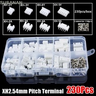 SUSANAN 230Pcs Pin Connector, XH2.54 2p 3p 4p 5pin 2.54mm Pitch Terminal, 4 Value Housing Kit Male A