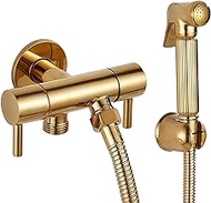 Cloth Diaper Sprayer Kit Brass Single Cold Handheld Bidet Sprayer Toilet Kit Gold Toilet Sprayer Wall Mounted Bathroom Washroom Set with 1.5 M Stainless Steel Hose