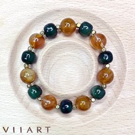 VIIART。綠水金山。限量和田玉黃膠花水晶黃銅手環|天然石手串