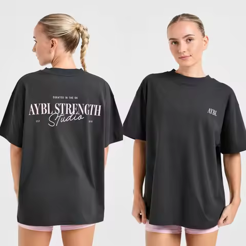 Strength Studio Oversized GYM Fitness Sports Brand Graphic Tee Cotton Men Women T-Shirt Loose Workou