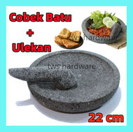 22cm 🔥HOT ITEM🔥COBEK BATU + 🆓 ULEG BATU  INDONESIA Lesung gesek /Cobek batu dan Ulekan Murah asli ba
