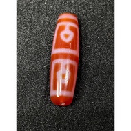 Tibetan Dzi with 4 eyes of Buddha's heart, flat body, smooth jade