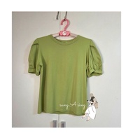 A21 Round Neck T-Shirt ️ Bright Green Second Hand Doll Sleeves Second-Hand Clothes Shirt Tong