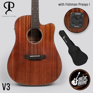 Phoebus Pg-30N V3 All-Mahogany Dreadnought Acoustic Guitar with Gig Bag (Pickup Available)