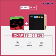 QNAP TS-464-32G 0TB ~ 120TB NAS Enclosure Kits (TS-464-8G UPGRADED BY SELLER TO 32GB)