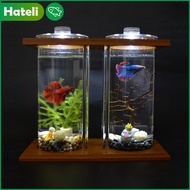 [HATELI] Aquarium Set Sáng Tạo Tre Và Gỗ Sinh Thái Chiến Đấu Fish Tank Desktop Mini Fish Tank Aquari