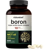 Boron 10mg, 300 Softgels with MCT Oil | High Absorption | Triple Action Boron Supplement for Men & W