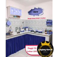 Gorden Dapur Minimalis Poliester Motif Polos Warna Cerah Ukuran 100x70cm - Lembaran Transparan Tahan
