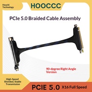 HOOCCC PCIe 5.0 x16 GPU Riser Cable | 90-Degree Vertical Mount Ext for RTX 5090 & Server AI