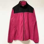 古著 FILA 長袖羊毛夾克，帶有單一標誌刺繡，有粉紅色和黑色可選，高領，L 碼