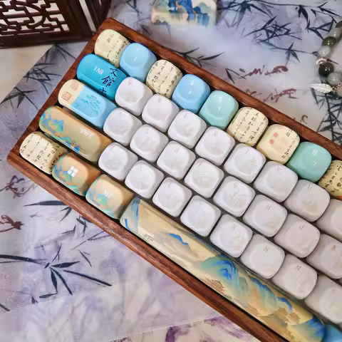Thousand Miles Of Rivers Mountains Keycaps Chinese Ancient Landscape Painting Series Keycaps Pbtmoa 