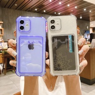 เคสไอโฟน11 เคส iPhone 14 กันกระแทกเคสใส่บัตร เคสซิลิโคนใส เคสใสทรงสี่เหลี่ยมiphone 11 / 15 / 13 pro 