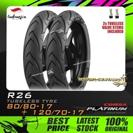 TAYAR KOMBO CORSA PLATINUM TUBELESS TYRE R26 80/80-17 + 120/70-17 FOR RS150 RSX Y15ZR Y16ZR VF3I RFS