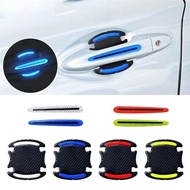 <ARZ>8Pcs / Set 3D Car Door Handle Reflective Safety Sticker/ Universal Carbon Fiber Paint Scratch P