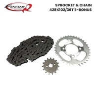 SPROCKET & CHAIN 428X102/36T E-BONUS / MV110 / RC80 / 428X104/36T LAGENDA
