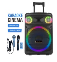 BTS-1785 15 inch wireless portable speaker trolley with wheel karaoke party speaker Microphone wirel