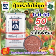 ปุ๋ยเรือใบไข่มุก สูตร 0-0-60 กระสอบ 50 กิโลกรัม ยกกระสอบ เพิ่มความหวานของผลไม้ ขยายขนาดของผลให้ใหญ่ 