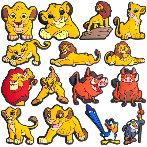 1-15PCS MINISO Disney Lion King Simba Shoe Charms Sandals Shoes Decoration Clog Shoes Accessories DI
