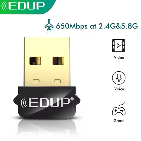EDUP AC1651 650Mbps 802.11AC USB WI-FI Adapter USB2.0 Dual Band 2.4G/5G Support Win XP/Vista/Win7/8/