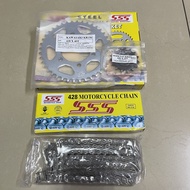 RANTAI DAN SPROCKET SET SSS MODENAS GT128 GT-128 GT 128 428 X 108L/15T/40T STEEL CHAIN & SPROCKET SE