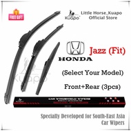 (Front+Rear 3pcs) Honda JAZZ / FIT Wiper Blade Set for 2000-2022 Jass GD GE GF GK GH GP Hatchback HB