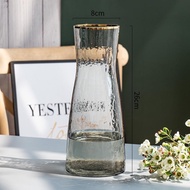 European Entry Lux Gold-Painted Glass Vase Transparent Square Mouth Creative Hydroponics Plant Flowers Vase Home Ornaments