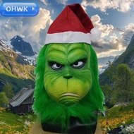 OHWK Grinch , Masquerade Green Fur Freak Grinch Headgear, Funny Anime Latex Grinch Masque Party Supp