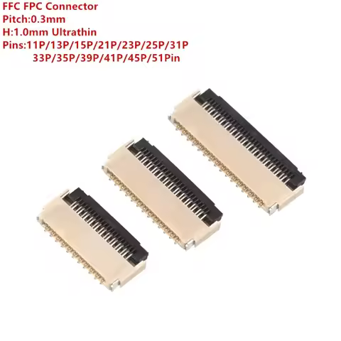 5Pcs FPC 0.3mm Flexible Cable Connector Socket Clamshell Bottom Contact Type 11P/13/15/21/23/25/31/3