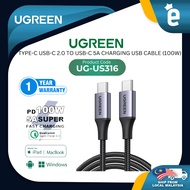 UGREEN US316 TYPE-C USB-C 2.0 TO USB-C 5A CHARGING USB CABLE (100W) WITH 480MBPS TRANSFER SPEED - 1 METER / 2 METER