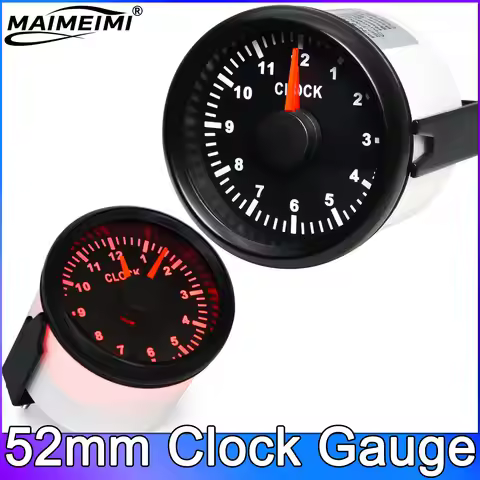 52mm Clock Gauge with Red Backlight 0-12 Hours Hourmeter Instrument Hour Meters for Car Boat Yacht S
