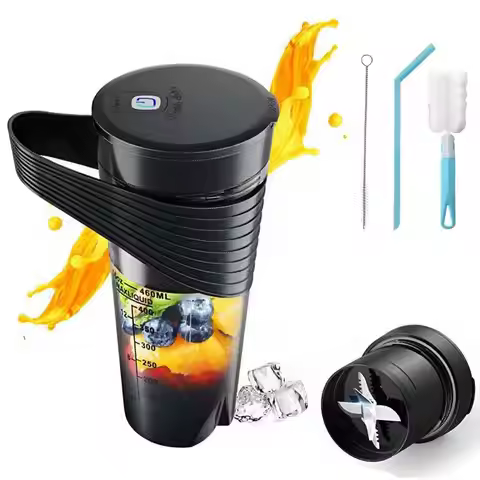 400ml Electric Protein Shaker Bottle Portable Personal Smoothie Blender to go IPX7 Leakproof USB Rec