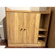 Smart Wooden Shoe Cabinet With 3 Utility Compartments, Shoe Cabinet With Color Wings Design