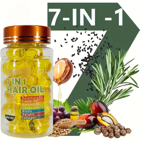 GZE 7-IN-1 Hair Oil Enriched With Rosemary Oil Castor Oil Batana Oil Chebe Oil Biotin Keratin Collag