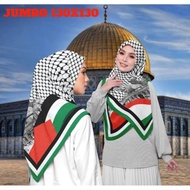 Hijab jilbab kerudung segiempat 130X130 jumbo voal motif palestina