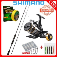 Shimano Reel Casting rod Joran Batang Pancing 1 Set Fishing Rod Reel Combos Saltwater Fiber Joran Pancing
