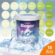 Beger ICE สีเขียวอ่อน ฟิล์มกึ่งเงา และ ฟิล์มด้าน 18 ลิตร สีทาภายนอกและภายใน สีทาบ้านแบบเย็น เช็ดล้าง