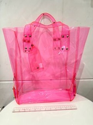 🈹 夏天 Alexander McQueen McQ 螢光 粉紅 Neon Pink 果凍 沙灘 vinyl PVC Tote Bag 原價近五千