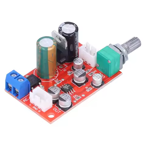 AD828 Chip Preamplifier Board DC9-24V/AC8-16V Stereo Audio AD828 Amplifier Board Single Power Electr