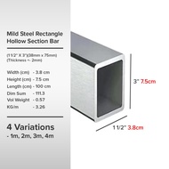 (1 1/2'' X 3'')(38mm x 75mm)(Thickness +- 2mm) Mild Steel Rectangle Hollow Section Bar Besi Hollow S