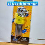 Bô lục giác đầu sao YETI 9 cây T10-T50 loại dài hoặc loại ngắn được làm từ thép hợp kim với độ cứng