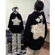 Korea Korea 2026 American Retro Star Sweatshirt Women oversize Street Wear Plus Velvet Thickening Au